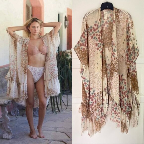 Free People Accessories - Free People Sweet Emotion Floral Ruffle Kimono One Size 26806